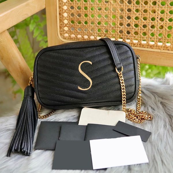 Kadınlar Lou Lou Messenger Çanta Kamera Püskül 7a Orijinal Deri Omuz Çanak Çantası Tote Crossbody Çanta Tasarımcısı Lüks Debriyaj Fermuar Moda Seyahat Kapiteli Zincir Çantalar