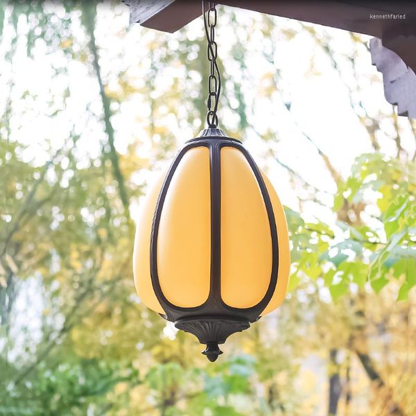 Lampade a sospensione Lampadario per esterni Lampada da giardino cinese impermeabile Villa zucca imitazione coperta