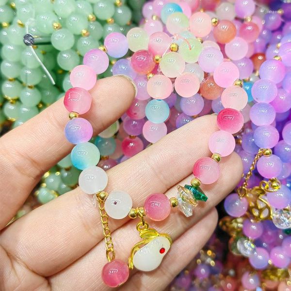 Charme Armbänder 2023 Mode 8mm Nette Süßigkeiten Perlen Armband Für Frauen Süße Mädchen Elegante Kristall Hand Schmuck Party Zubehör