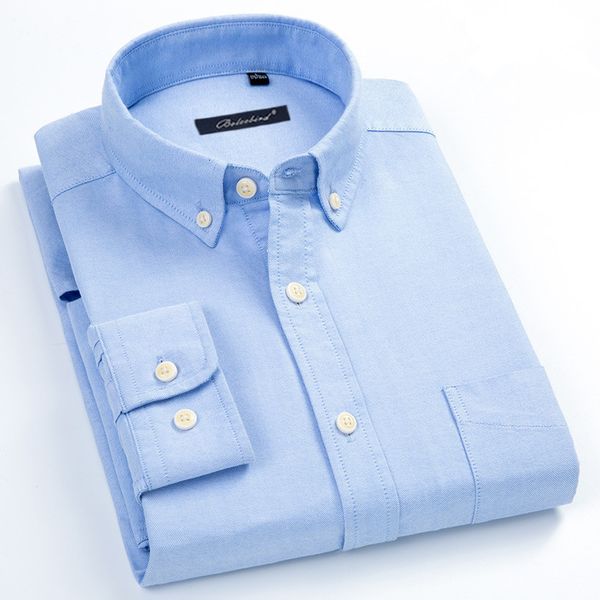 Erkekler rahat gömlek artı daha büyük boyut 5xl 6xl 7xl 8xl bahar erkek gömlek saf pamuk oxford düğmesi aşağı elbise gömlek rahat katı çizgili beyaz mavi 230516