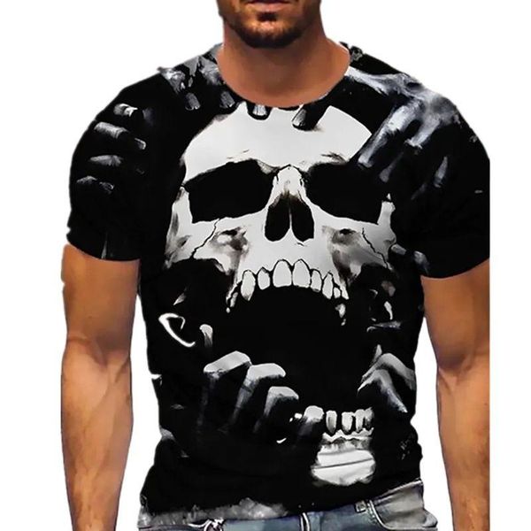 Мужские рубашки Summer Fashion 3D Skull Print Men Street Hip-Hop Смешная повседневная спортивная рубашка Camiseta Hombre Teemen's