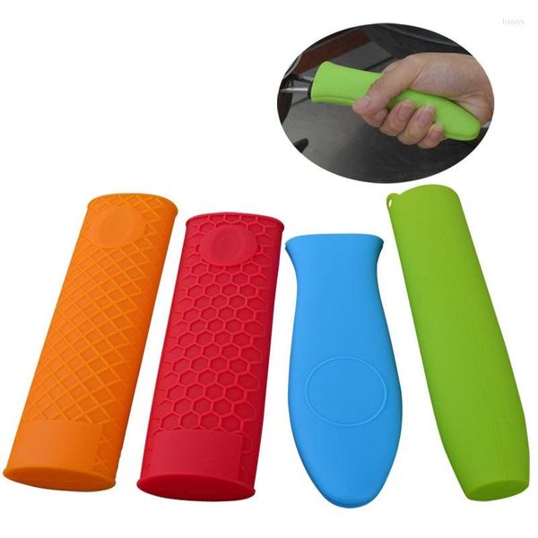 Tovagliette Supporto per manico in silicone Presina per padelle in ghisa Manicotto in gomma Padelle resistenti al calore Piastre