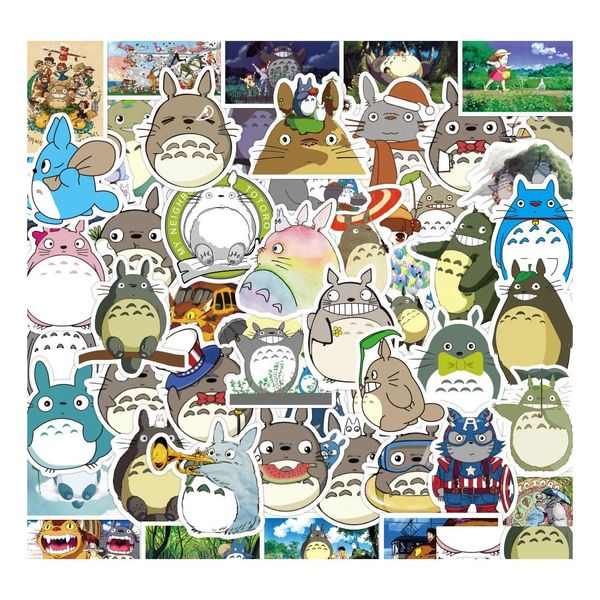 Adesivi per auto 50 pezzi misti My Neighbor Totoro per laptop Casco Skateboard Pad Bicicletta Bici Moto Ps4 Telefono Notebook Decal Drop D Dhcb2