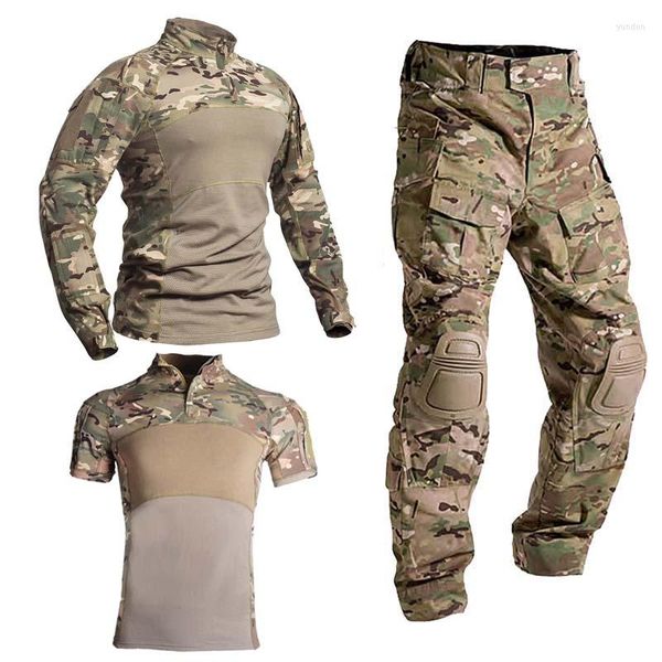 Gym Kleidung Männer Uniform Paintball Trainning Sets Militär Hosen Safari Taktische Pads Armee Kampf Shirts Camo Anzüge
