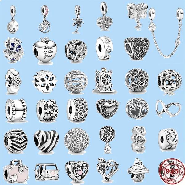 925 Sterling Silber Charms zur Schmuckherstellung für Pandora-Perlen Schmuck Geschenk Großhandel Flower Mum Mom of my Heart Bead