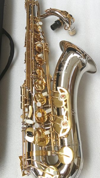 Japanische Marke Yanagis Tenor-Saxophon T-992, vernickeltes Goldschlüssel-Saxophon, professionelles Musikinstrument, Mundstück, Patches, Pads, Schilf, gebogener Hals