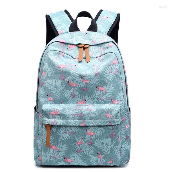 Rucksack FABRECANDY Damen Niedlicher Cartoon-Tierdruck Canvas Rucksack Büchertasche Schultaschen Teenager Mädchen Frischer Rucksack Laptop