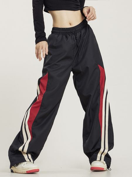 Calças femininas Capris Houzhou Mulheres folgadas calças de moletom largura de pernas largas streetwear casual y2k faixa vintage preto calças esportivas básicas de tamanho grande 230516