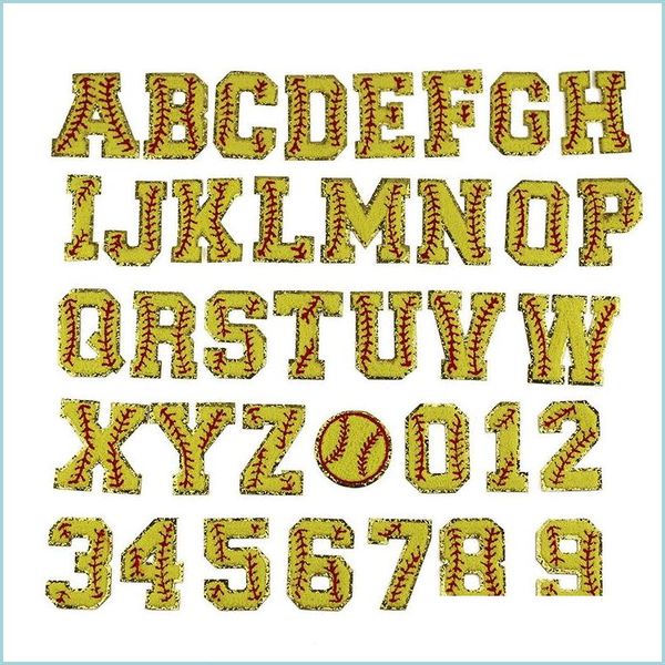 Altri tessuti per la casa 37 stili ciniglia alfabeto fai da te oro glitter trim Varsity lettera perfetto per sacchetto di nylon borsa cosmetica ricamo Dhfx8