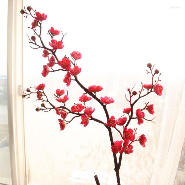 Flores decorativas Flores de seda artificial Blossoms de cerejeira sakura galhos de mesa em casa Decoração de casamento DIY DIY Decoração