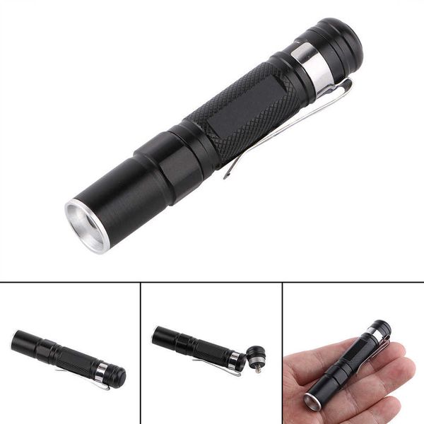 As lanternas tochas e5 mini lanterna led lanterna lanterna zoom 7w Q5 2000lm Lanterna à prova d'água Zoomable Torch AAA Bateria de bateria poderosa para acampar P230517