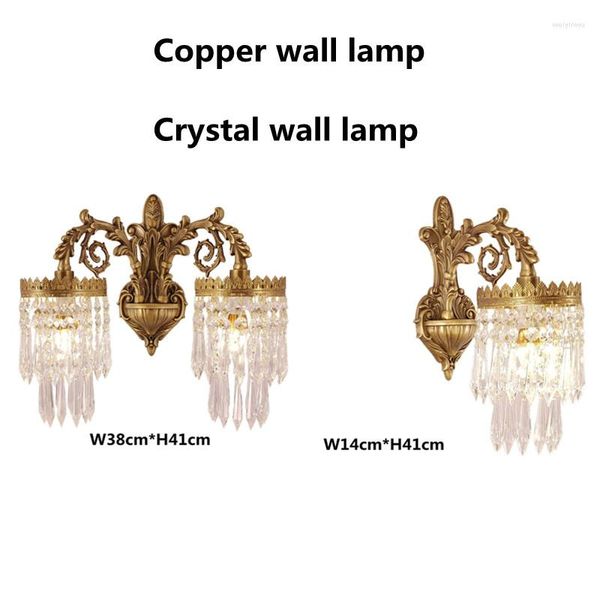 Lâmpadas de parede Lâmpada de cobre nórdica K9 Montal Luzes decorativas espelhadas de cabeceira do corredor dianteiro E14