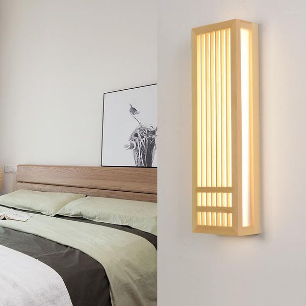 Wandlampen Moderne Holzkunst LED Wandleuchte Japanischer Stil Innenbeleuchtung Vintage Lichter für Zuhause Nordic Lampe Schlafzimmer