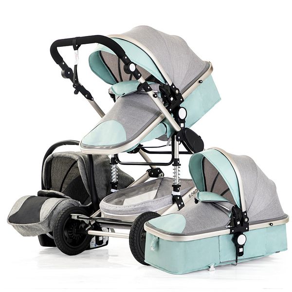 Reclining 3-in-1 Newborn emmaljunga stroller with Metal Frames and 4 Wheels - Popular in Summer, Khaki and Universal Carts with Rotating Feature - BA02 F23