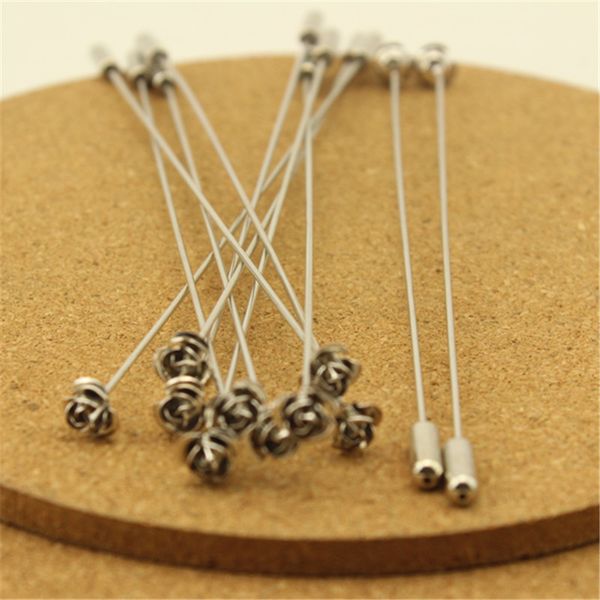 10pcs Cristal Flor Head Broche Pin Jóias Copper Rodium Rodium Color Safety Pins com tampas Ends