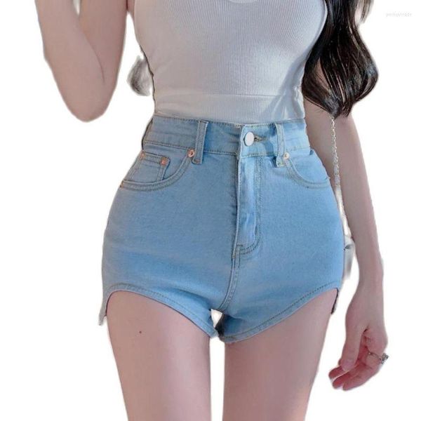 Jeans da donna blu corti carini gambe magre cotone elastico estate moda ragazze coreane pantaloncini di jeans
