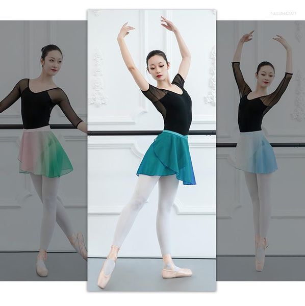 Abbigliamento da palcoscenico Gonna per adulti professionale Abito da ballo Gonne da balletto in chiffon Costumi da ballerina con lacci morbidi lirici da donna