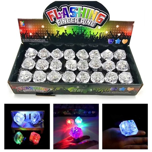 LED Toys piscando anéis de LED Lightup Toy 24 peças Luzes de dedos brilho para o Dia das Bruxas Raves Favory Favor Feeda Prêmios 230516