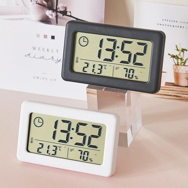 Relógios de mesa Relógio digital LED Tela de alarme eletrônico Área de trabalho para escritório doméstico Retroiluminação Snooze Dados Calendário Mesa