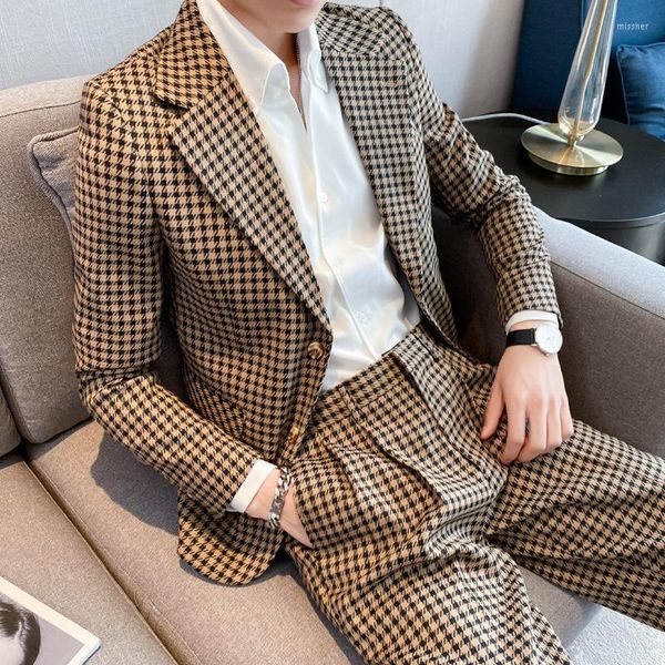 Abiti da uomo 2023 Spring Suit Uomo Trend Plaid Versione coreana British Slim Fashion Casual Handsome Single Jacket For Men