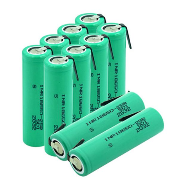 INR18650 25R/ 26F/ 30Q 2500MAH 35A ​​3,7V Bateria de energia recarregável para espremedor com folha de níquel de alta qualidade