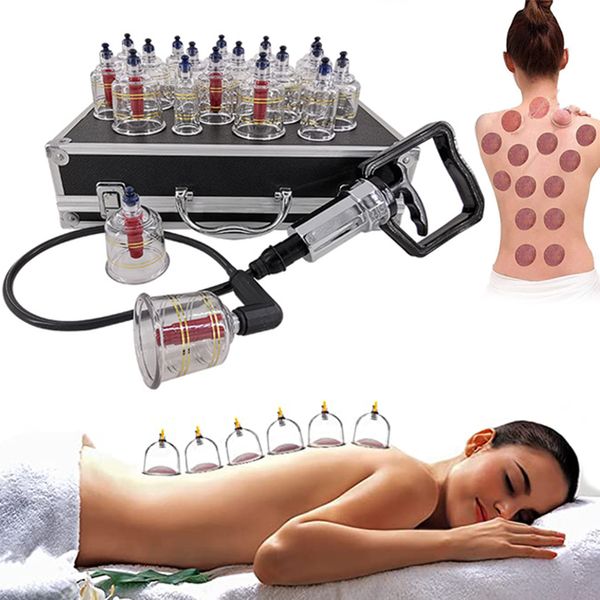 Massageador de corpo inteiro 19 Copas de devastação Terapia chinesa tradicional Conjunto de vidraça kit de vácuo Pulpe