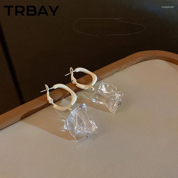 Серьги с серьгами trbay clear color смола Акрил для женщин нерегулярный геометрический дизайн куба бросает милый размер офисной леди