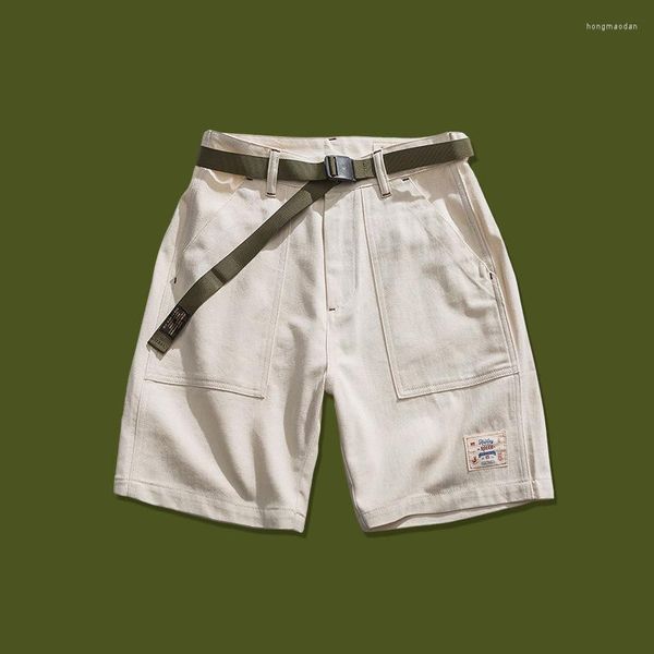 Shorts masculinos H2001 Twill algodão de algodão de verão Pocket Pocket cor sólido cor de sólido casual solto ao ar livre calças de meio comprimento