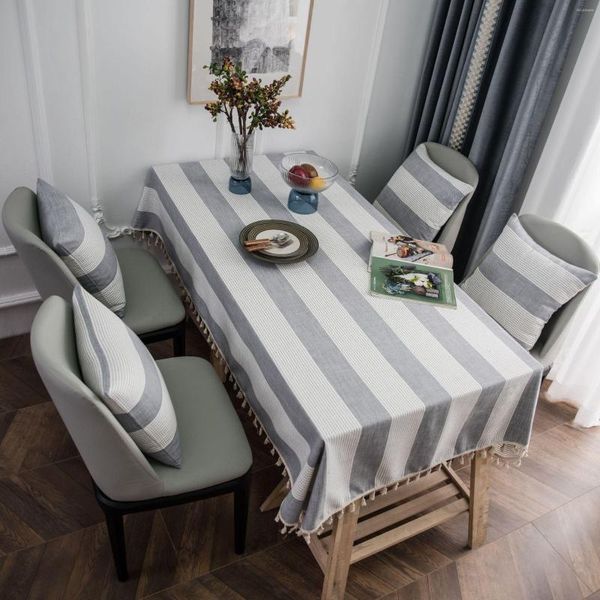 Tala de mesa Moderna Modern Natural Stripe Listra de mesa Elegante capa à prova d'água decorativa para Mantel Retangular da Cozinha de Cozinha