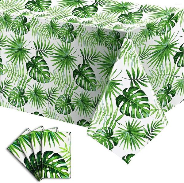 Столовая ткань 2pcs Hawaii пальмовые листья табличка 130 220 см одноразовые пластиковые тропические прямоугольные чехлы для детского душа по случаю дня рождения детского душа