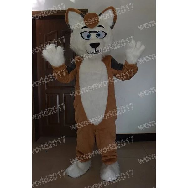 costume della mascotte del cane lupo marrone di natale Simulazione Personaggio dei cartoni animati Vestito completo Carnevale Adulti Festa di compleanno Vestito operato per uomo Donna