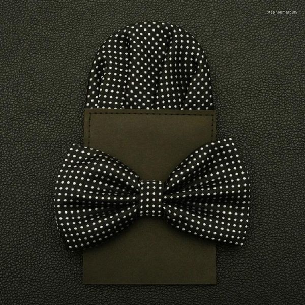 Papillon 2023 Dot Neck Tie Set per uomo Fazzoletto di carta Papillon Pretied Pocket Square Wedding Mariage Party Gift