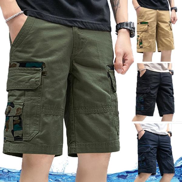 Pantaloncini da uomo Mens Cargo Cotton Men Summer Short Pants Military Knee Lunghezza Outdoor Tactical Casual Khaki 2023