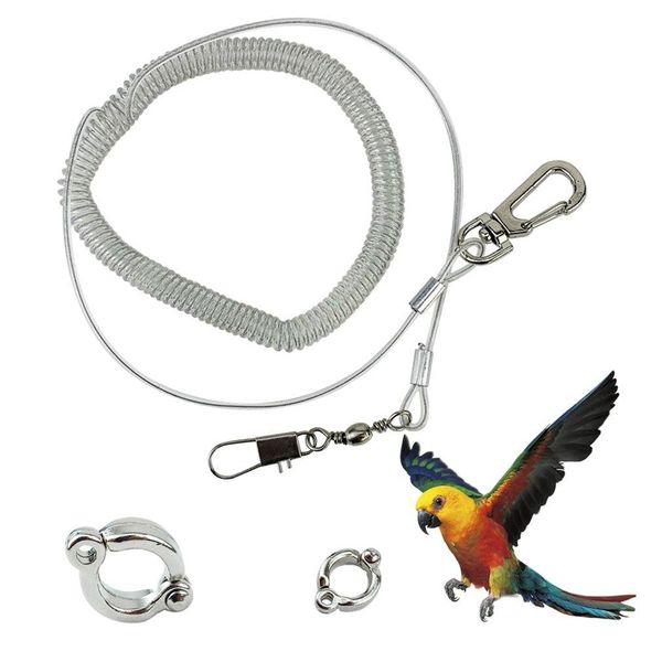 Ringe 3M Vogelkettengürtel 3,5/4,5/5,5 mm Legierung Beinring Flexible Anti-Biss-Kunststoffdrahtseile Papageienvogel Outdoor-Flugtrainingsseil