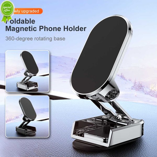 Nuovo supporto per telefono magnetico per auto girevole in metallo a 360 gradi Supporto per telefono cellulare pieghevole Supporto per magnete per presa d'aria GPS per iPhone Samsung Xiaomi