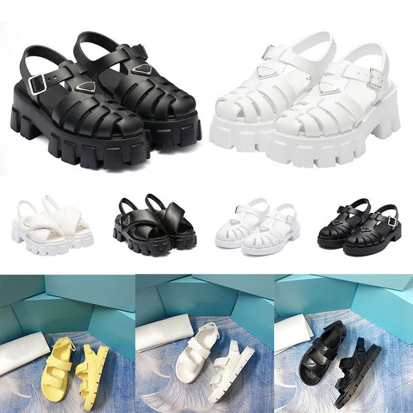 Mode Frauen Schaumgummi Sandalen Prad Monolith Plattform Sandale Weiches Futter Leder Konkave Konvexe Sohle Dreieck Damen Vintage Strand Schuhe Plattformen