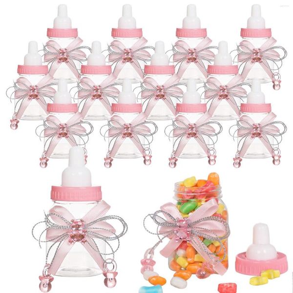 Confezione regalo Ragazzi Ragazze Carino Nato con Bowknot Bomboniera in plastica Baby Shower Riempimento Scatola di caramelle Stile alimentatore Bottiglia dolce Mini Compleanno