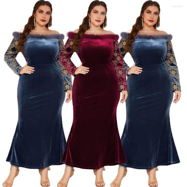 Ethnische Kleidung Plus Size Afrikanische Kleider für Frauen Muslim Samt Abend Elegantes Abaya Kleid Türkei Arabisch Islamische Party Kaftan Jilbab