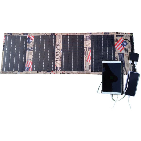 40W Esnek Güneş Paneli Katlanır Panel Şarj Cihazı Taşınabilir Güç İstasyonu Su geçirmez Şok geçirmez, qc3.0USBDC Port ile Telefon Tablet PC Güç Bankası Kampası