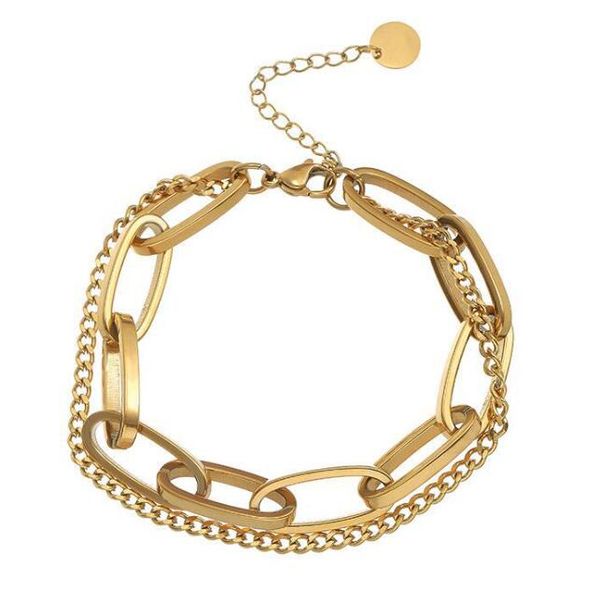 Stilvolles Doppelschicht-Damenarmband Retro-Gold-Titan-Doppelarmband für Frauen Zarte Verzierung Kleines Geschenk