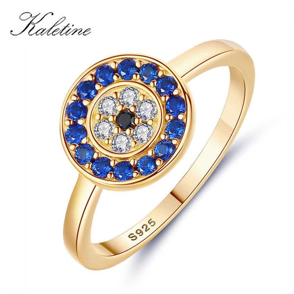 Anéis de banda Kaletine Lucky Evil Eye 925 Anéis de prata esterlina para mulheres charme azul cz anéis dourados de ouro homens jóias de noivado de casamento j230517