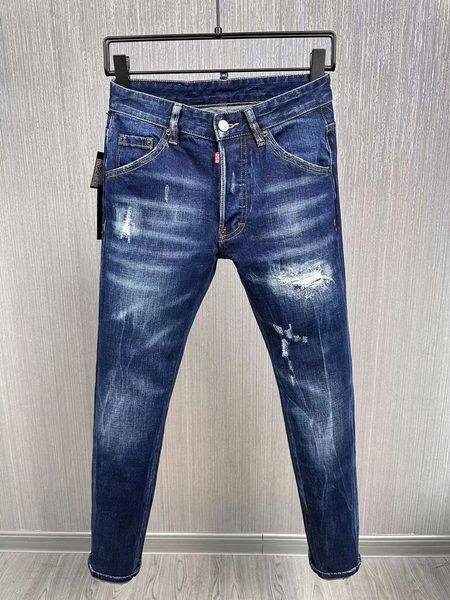 Homem DSQ2 Coolguy Jeans Classic Blue Jeans Hip Hop Rock Moto Mens Design rasgado Rapped Skinny Denim Biker DSQ2 Jeans 885