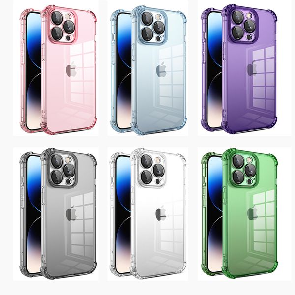 Custodie in TPU antiurto trasparenti Protezione della pellicola dell'obiettivo della fotocamera Angoli rinforzati Assorbimento degli urti Cuscino d'aria Cover trasparente per iPhone 14 13 12 11 Pro Max XR X 8 7 Plus