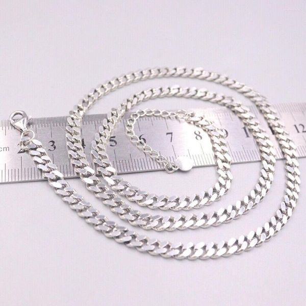 Correntes Real 925 Sterling Silver 5mm Curb Link Chain Colar 21.6 