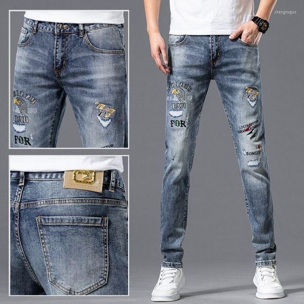 Jeans da uomo Arrivo Estate da uomo con stile classico Design moderno Streetwear Pantaloni da cowboy ricamati casuali da uomo