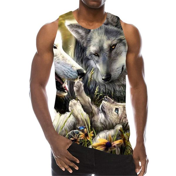 Neue 3D-Druck Wolf Tank Top Mode Männer Frauen Trainingsanzüge Crewneck Weste Plus Größe S-6XL Harajuku 007