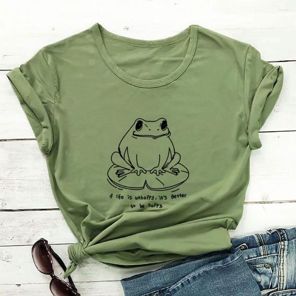 T-shirt da donna Carton Frog And Slogan Arrival Nature Shirt Cottom Women Tshirt Top a maniche corte casual estivo divertente