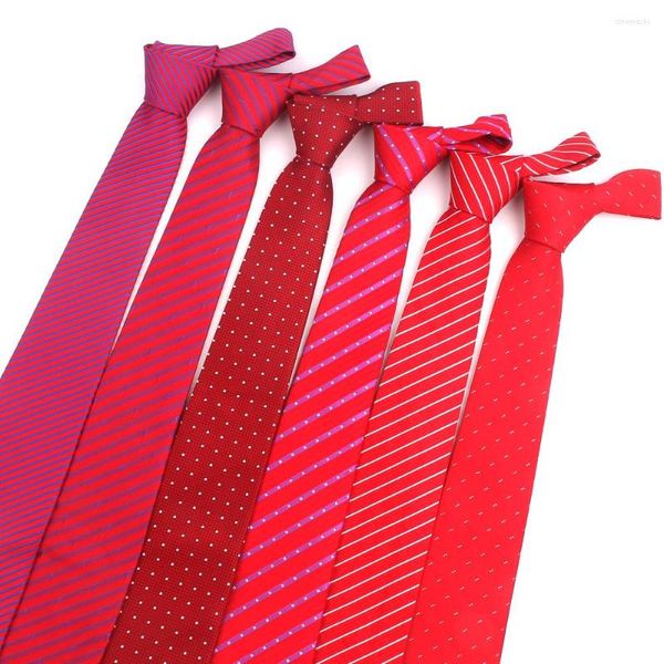 Laço amarra a gravata vermelha para homens mulheres clássicas listras de pescoço ternos casaul listries partidários