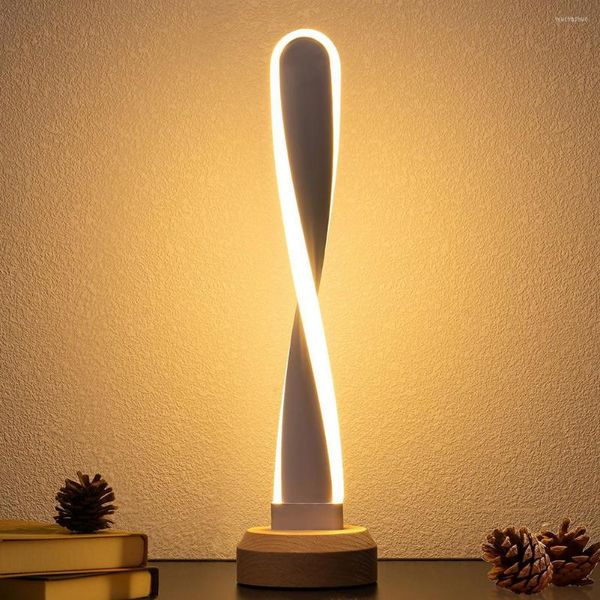 Lâmpadas de mesa Smart Wood LED LED Night Light Creative Gift