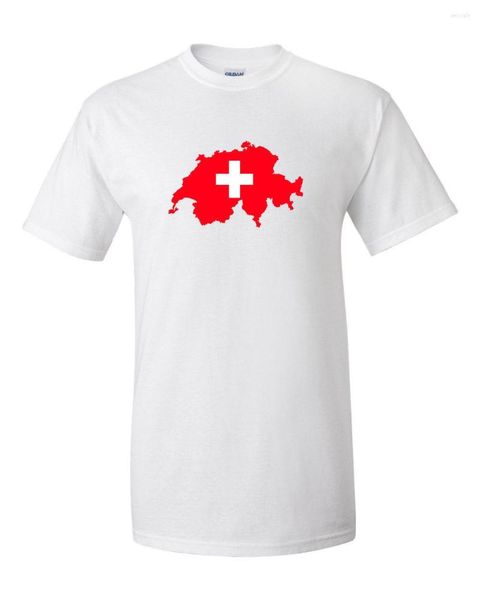 Herren T-Shirts 2023 Modehemd Schweizer Schweiz Suisse Flagge Weißes Kreuz Rote Karte Muskel